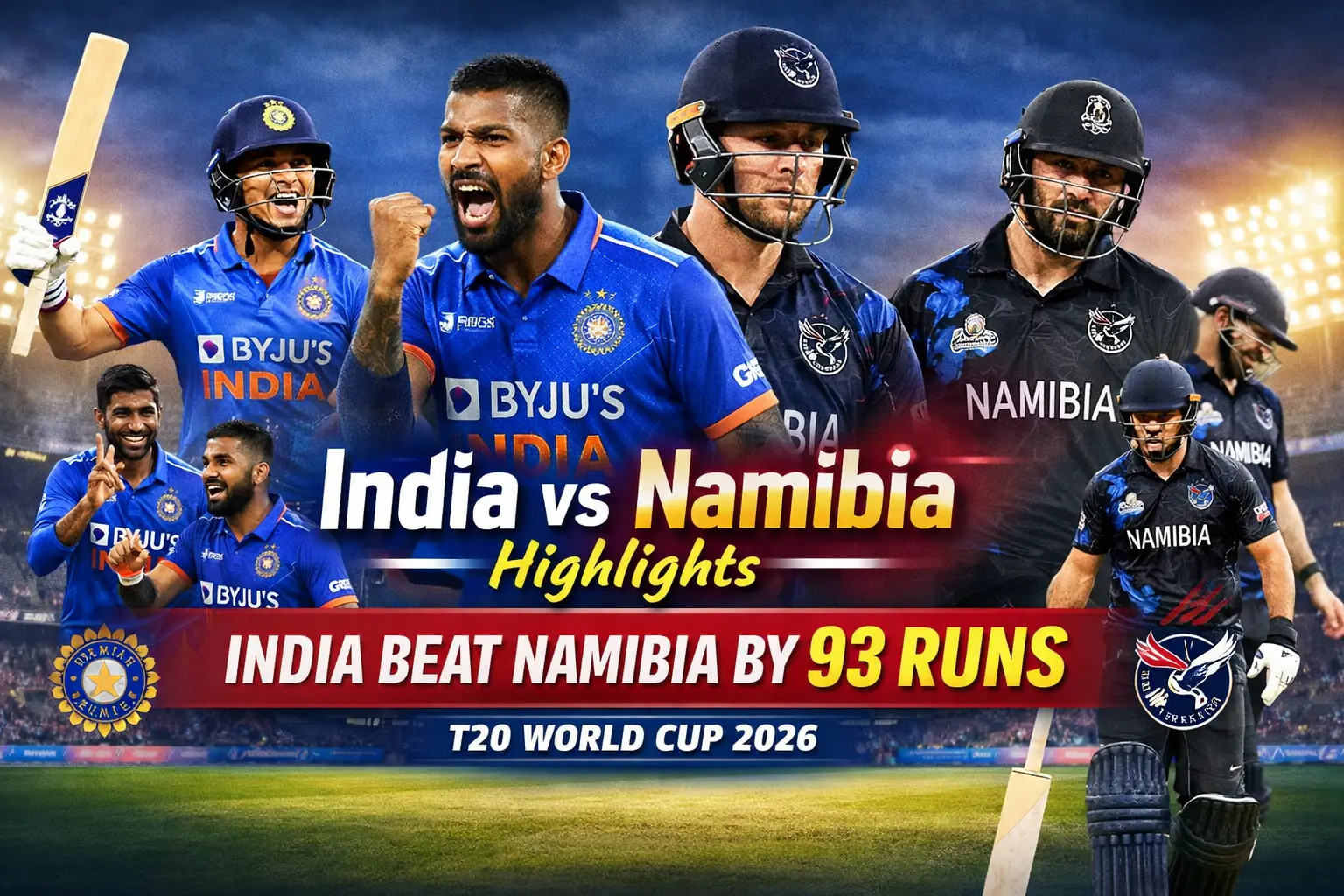 India vs Namibia Highlights: India beat Namibia by 93 runs |  T20 World Cup 2026