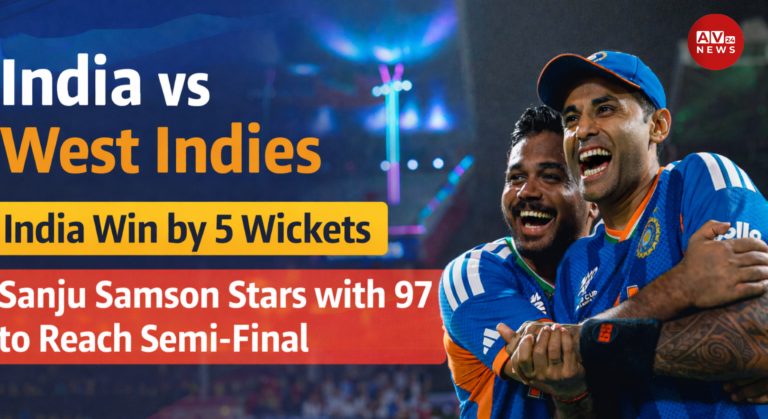 India vs West Indies: India Win by 5 Wickets, Sanju Samson Stars with 97 to Reach Semi-Final