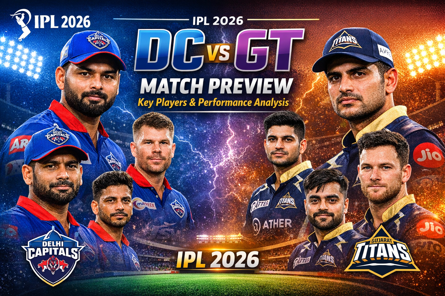 DC vs GT Match Preview, Key Players & Performance Analysis: IPL 2026