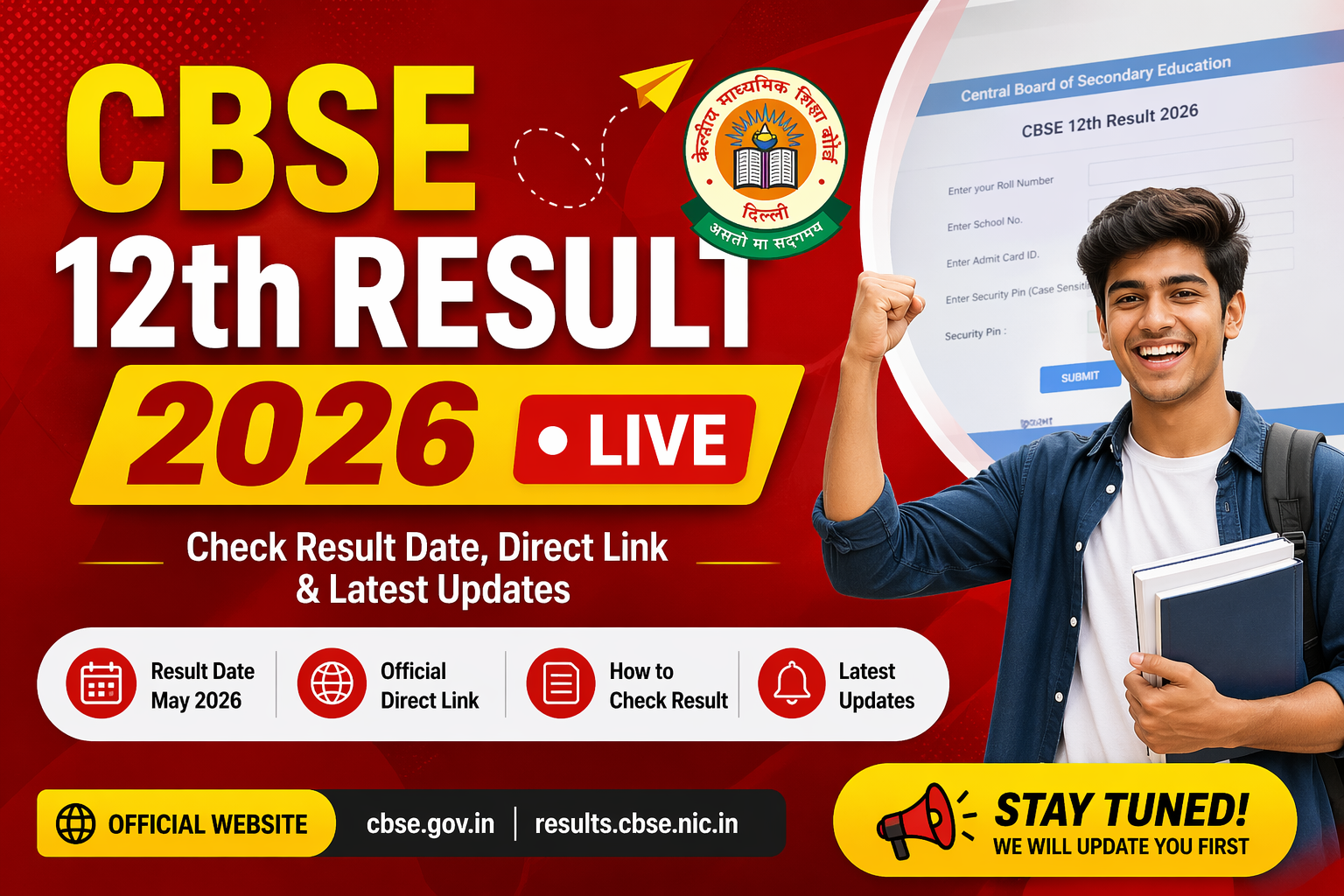 CBSE 12th Result Live 2026: Check Result Date, Direct Link & Full Details