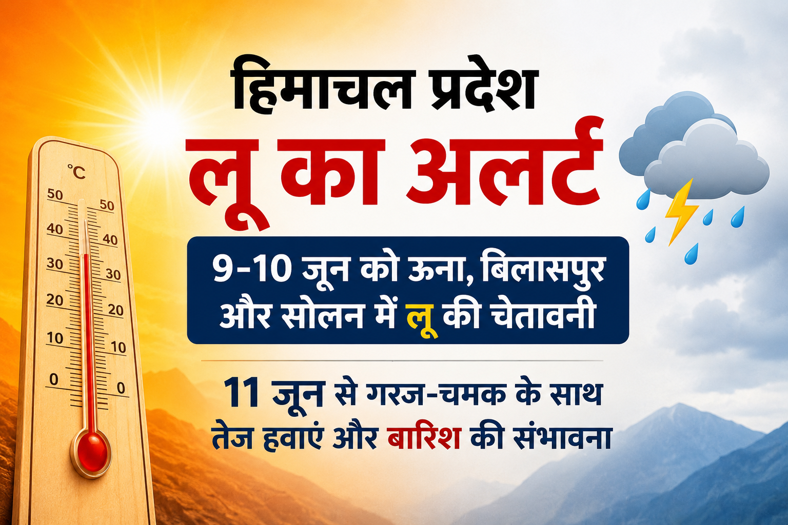 Himachal Weather Update: Heatwave Alert in Una, Bilaspur & Solan; Rain and Thunderstorms Expected from June 11