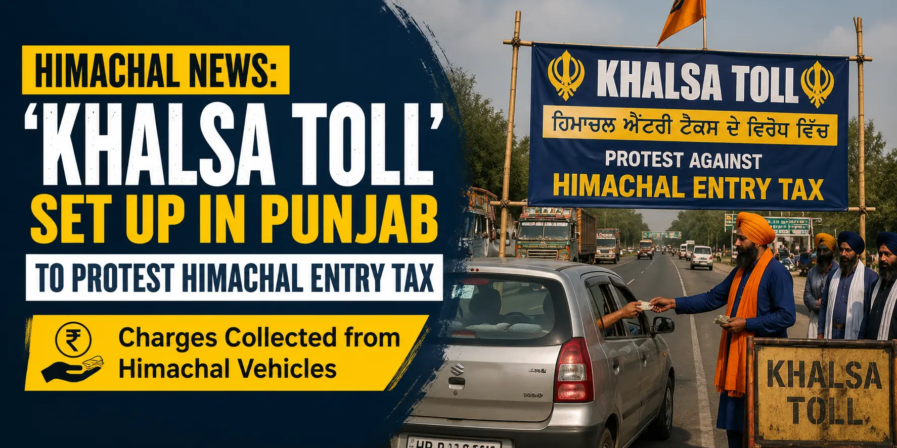 Himachal News: ‘Khalsa Toll’ Set Up in Punjab to Protest Himachal Entry Tax, Charges Collected from Himachal Vehicles
